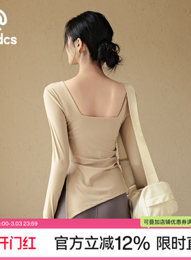 Ackdcs运动上衣女2026春季新款透气速干带胸垫瑜伽服跑步健身长袖