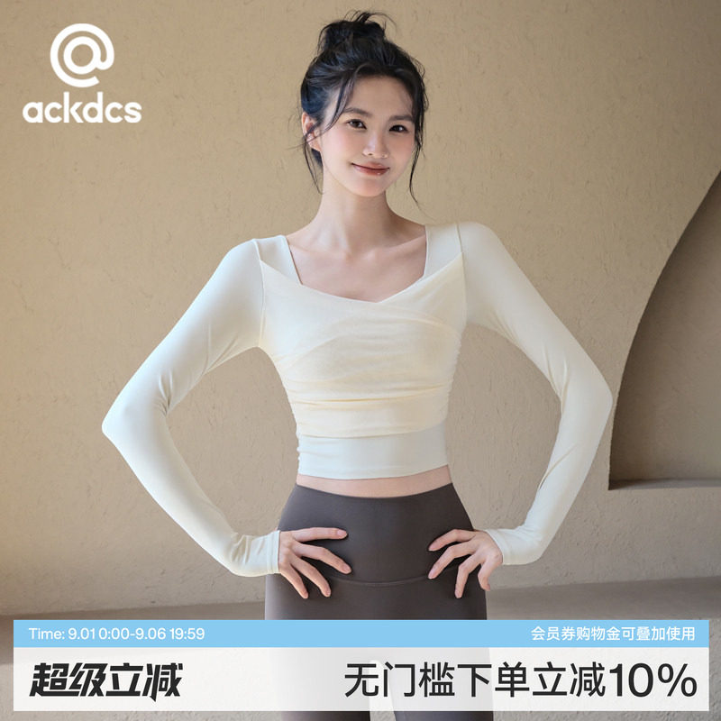 Ackdcs带胸垫瑜伽上衣女健身长袖图片