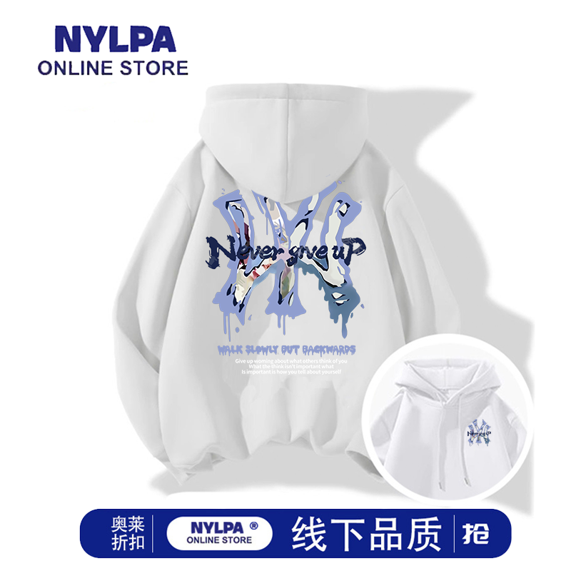 NYLPA明星同款官方连帽卫衣女美式设计感印花情侣款秋冬慵懒外套