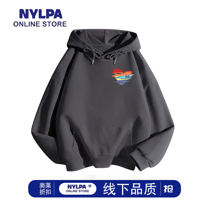 NYLPA2026春秋冬趣味卡通彩色爱心情侣印花男女连帽宽松休闲卫衣