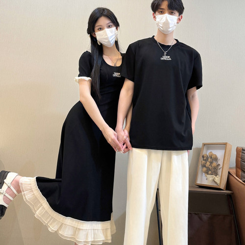 黑色长款连衣裙修身显瘦遮肉显高