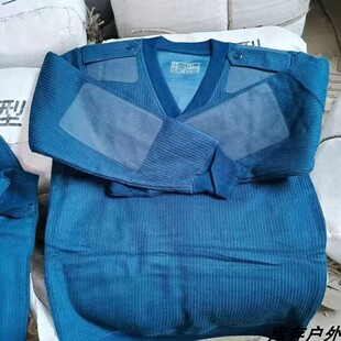 冬季正品老式蓝色绒衣绒裤套装男士套头V领库存保暖加厚绒衣裤