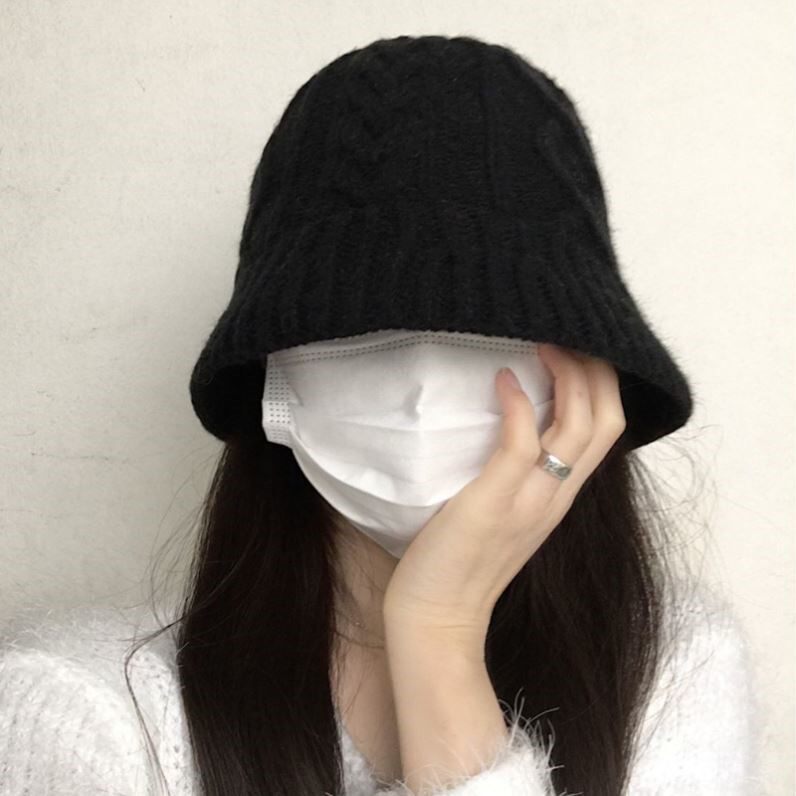 新款针织羊毛帽子女秋冬麻花毛线帽百搭日系圆脸水桶渔夫帽子盆帽