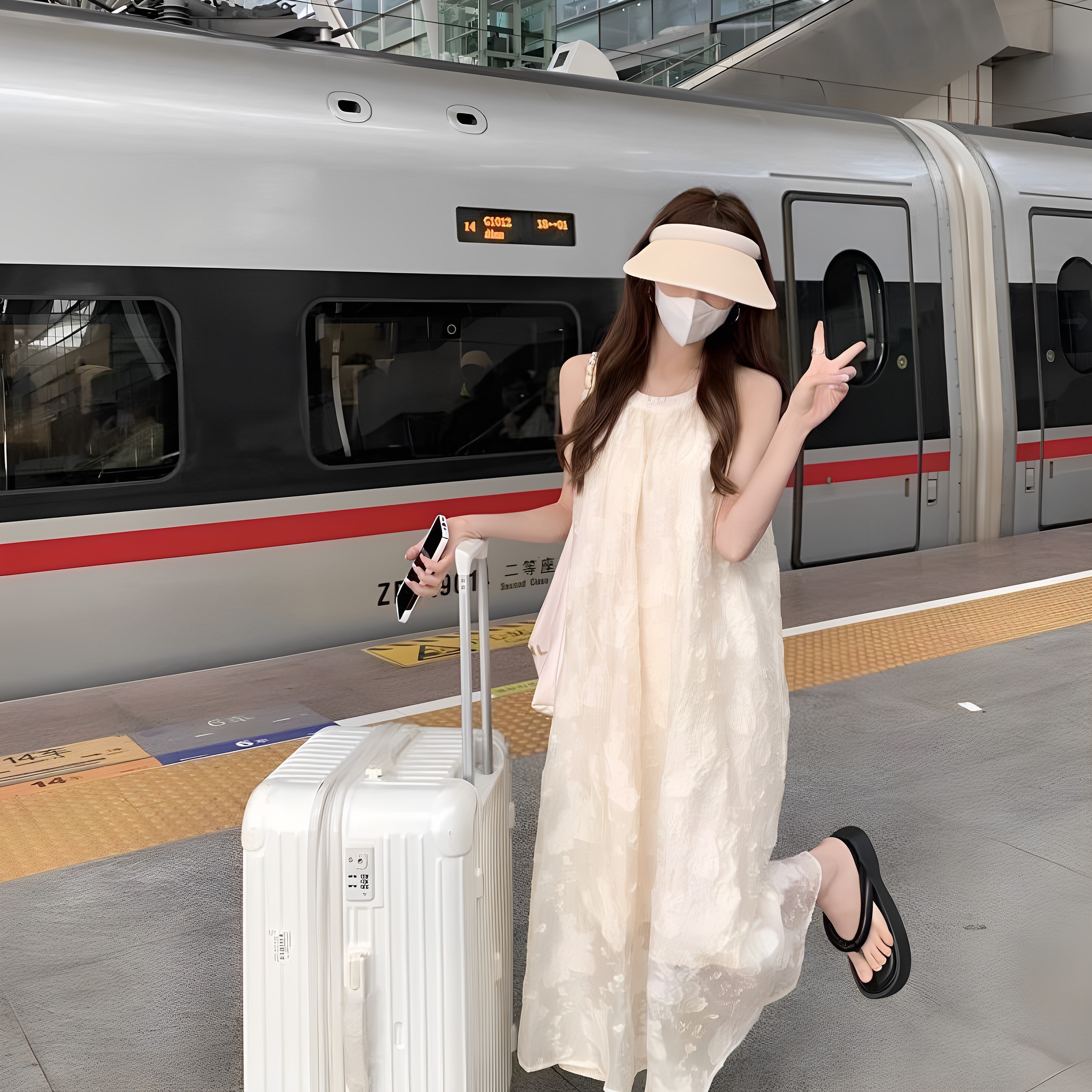 2025新款甜美雪纺挂脖连衣裙连衣裙