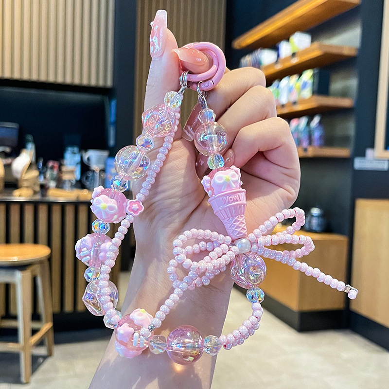 创意手绘珠手机链包包挂配饰钥匙挂饰手机壳挂绳女小清新