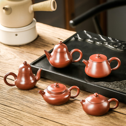 潮州朱泥手拉壶紫砂泡茶壶冲灌手工复古单壶潮汕枫溪茶具水平西施