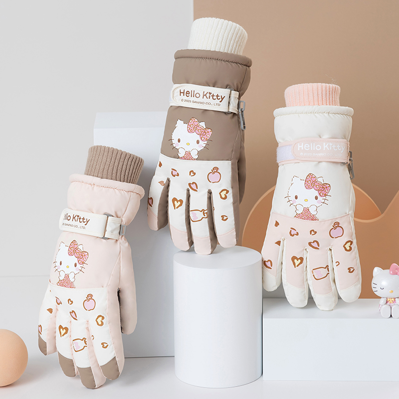 helloKitty冬季加厚触屏滑雪手套防风加绒骑车东北雪乡保暖装备KT