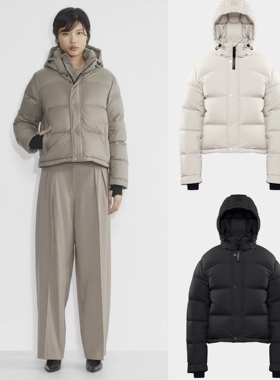 代购Aritzia tna Superpuff连帽羽绒服哑光保暖鹅绒4格短款面包服