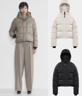 代购Aritzia tna Superpuff连帽羽绒服哑光保暖鹅绒4格短款面包服