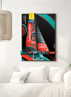 适用乐高42174 Emirates Team 新西兰 AC75单体帆船展示盒展示板