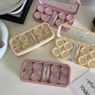 日系可爱大容量美瞳盒多副装少女心透明隐形眼镜盒便携收纳盒子