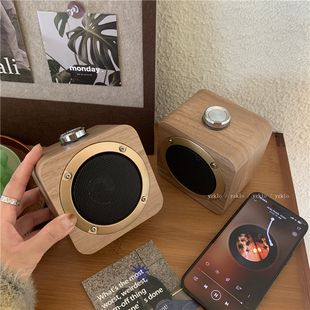 ins复古木质无线蓝牙音响便携家居博主送礼物互联小音箱 幸福感up