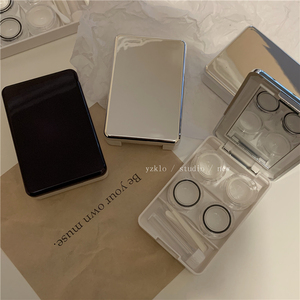 极简风| ins简约高级感镜面美瞳盒子伴侣盒男女隐形眼镜盒两幅装