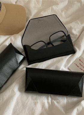 简约高级风皮面眼镜盒子大容量抗压眼镜墨镜收纳太阳镜盒黑色男女