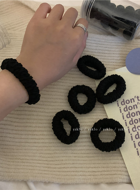 好用!自留6个装发绳扎头发黑色简约高马尾橡皮筋无痕高弹力粗头绳