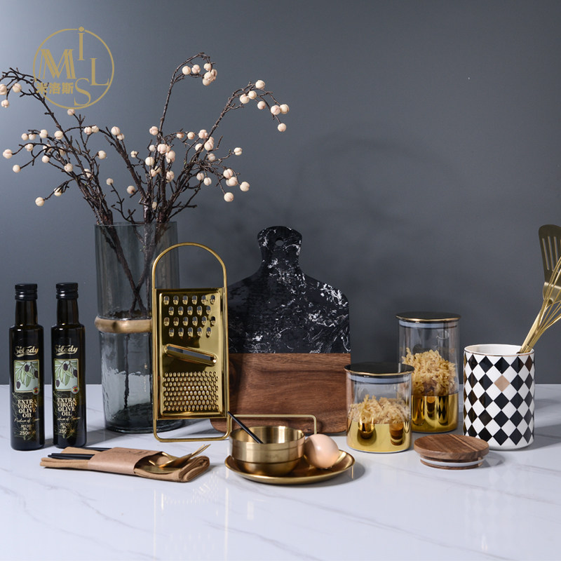 轻奢风售楼部样板间厨房全屋定制展厅橱柜软装饰品陈列道具组合42