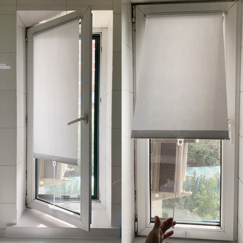 卷帘窗帘阳台防晒隔热窗户遮光帘厨房卫生间免打孔安装伸缩遮阳帘