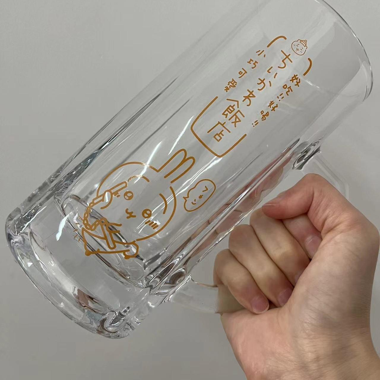 chiikawa中华饭店系列 啤酒杯玻璃杯果汁杯水杯大容量扎啤杯印花