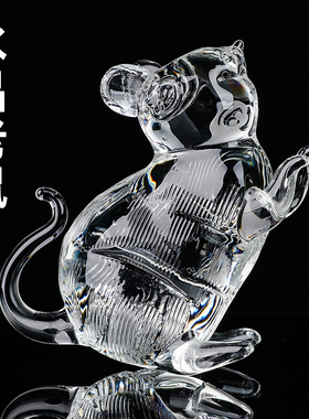 水晶老鼠十二生肖鼠摆件