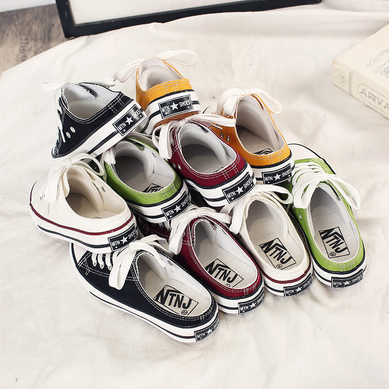 韩版低帮帆布鞋女浅口懒人鞋外穿半托鞋学生胶鞋休闲ins板鞋A05