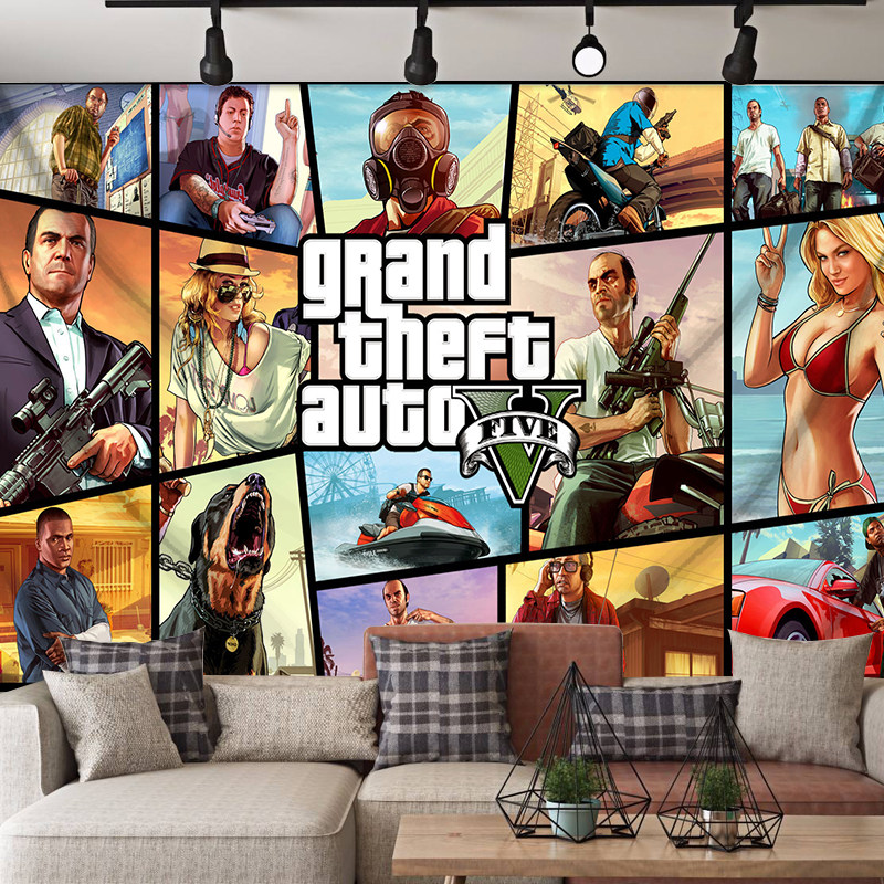 gta5侠盗飞车侠盗猎车手背景布ins网红直播间装饰墙壁挂布挂毯