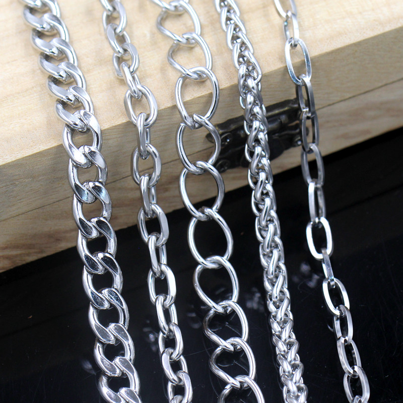 STAINLESS STEEL OPENING SEMI-FINISHED CROSS CHAIN THICK CHAIN BY METER CONTINUOUS DIY NECKLACE HANDMADE CLOTHING ACCESSORIES