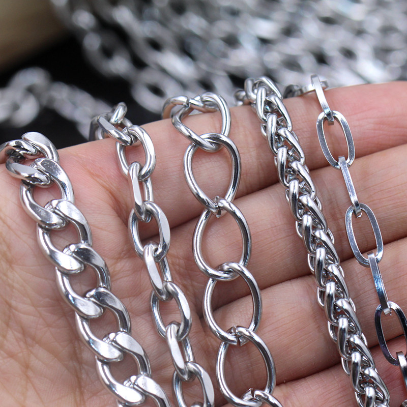 STAINLESS STEEL OPENING SEMI-FINISHED CROSS CHAIN THICK CHAIN BY METER CONTINUOUS DIY NECKLACE HANDMADE CLOTHING ACCESSORIES