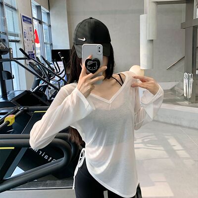 薄款新款长袖防晒不规则夏季抽绳T恤罩衫胖mm宽松大码200斤上衣潮
