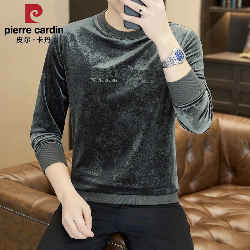 皮尔卡丹欧货烫钻男士圆领卫衣