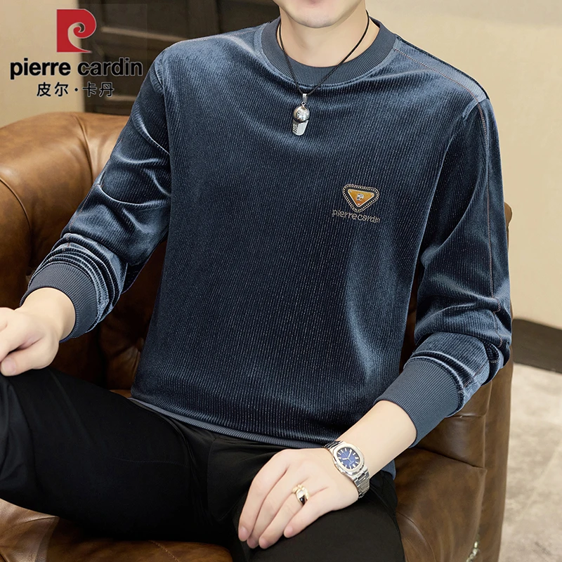 皮尔卡丹欧货烫钻金丝绒卫衣男
