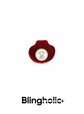 blingkolio 红色银月光贝壳发夹