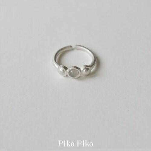 Piko Piko 灰玛瑙镶嵌开口小众设计感银戒指