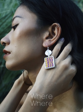 【印彩•苗纹】WhereWhere蜡染布复古民族风度假风耳环女文艺