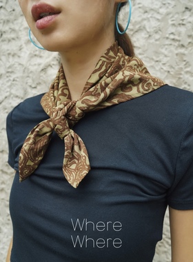 【色卡-耐看土色卡其色】WhereWhere原创手工蜡染头巾发带