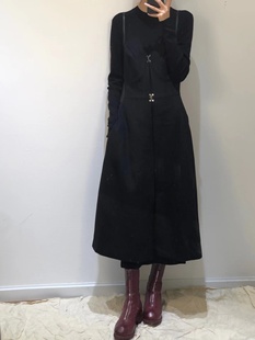 设计师品牌QIUHAO 黑色吊带裙外套清仓钜惠