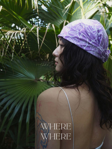 【方巾-花间飞舞系-薰衣草紫】WhereWhere原创手工蜡染布方巾头巾