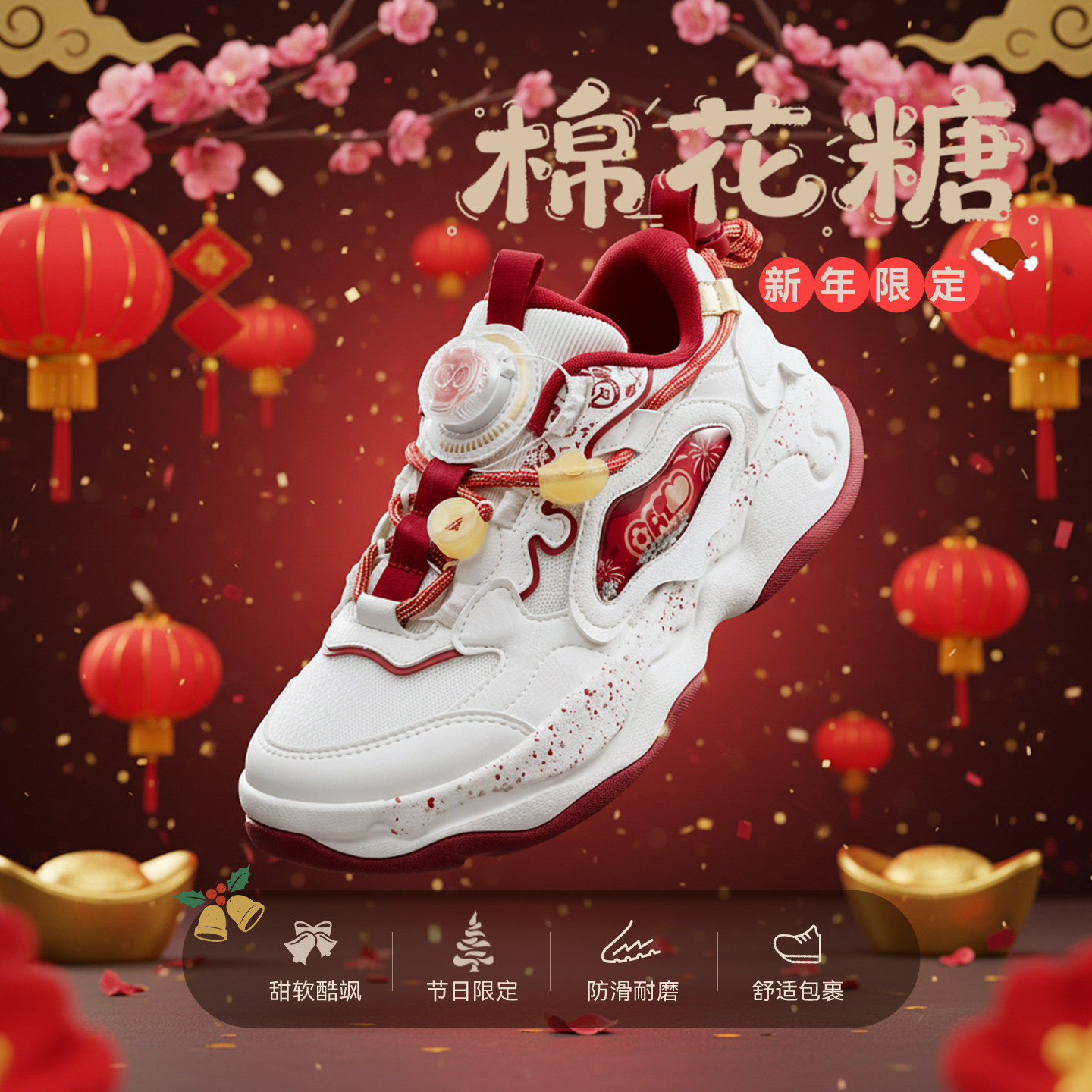 新年礼物丨安踏儿童运动鞋女童鞋软弹耐磨潮流棉花糖老爹鞋小白鞋