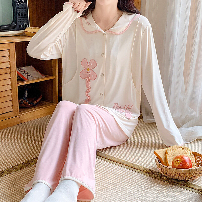 高货2024新品莫代尔月子服孕妇67月产后哺乳可外穿孕晚期家居睡衣
