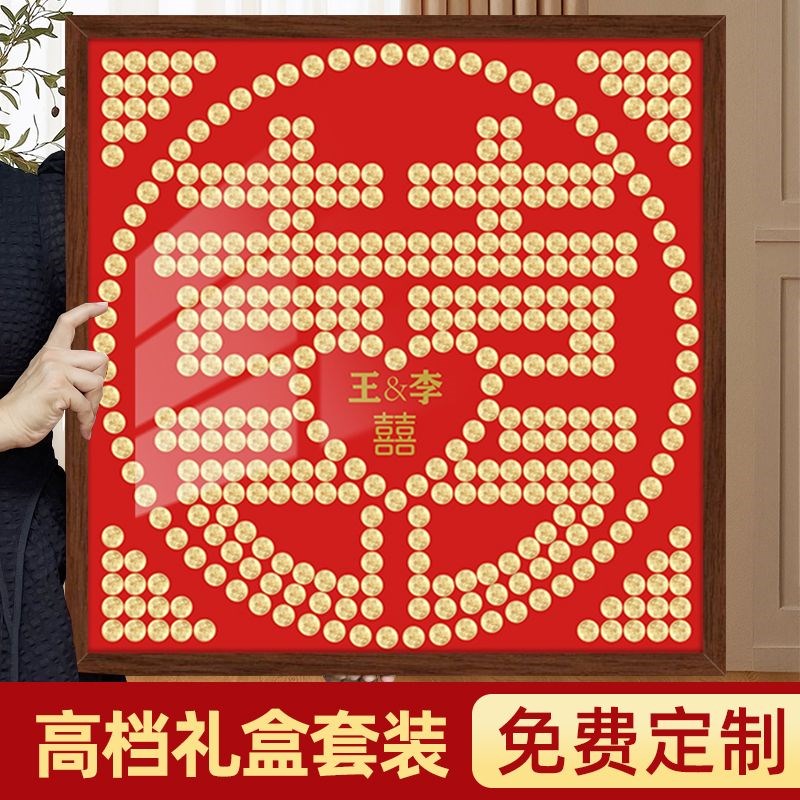 速发百喜图2024结婚礼物相框百喜毛手工模板闺蜜新娘五钱图5成品