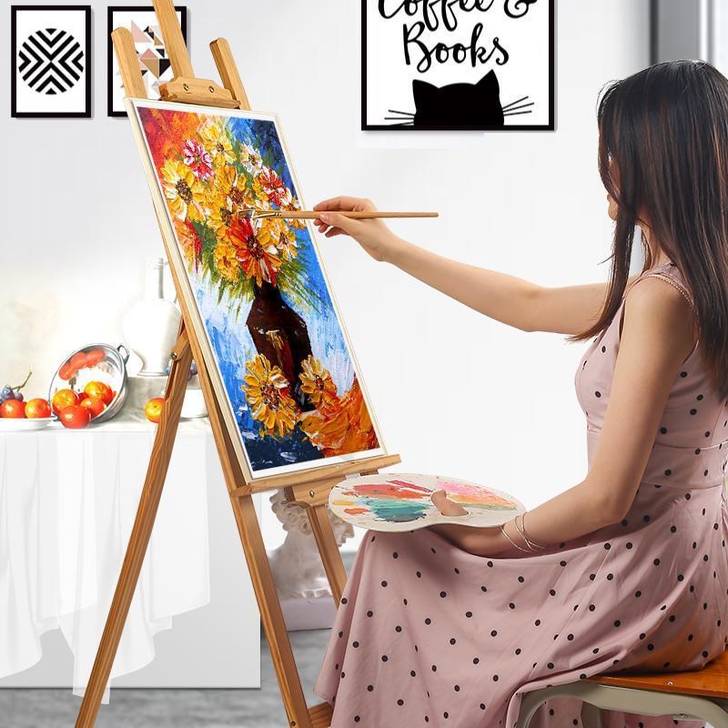 速发实木画板画架套装可折画伸缩叠架便携式三画画架美术素描角板