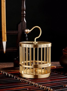 速发真铜黄铜蝈蝈笼子高档纯铜蝈蝈笼金属小笼子蟋蟀全虫鸣子笼铜