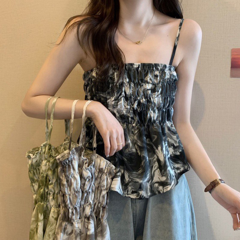 速发法式扎染小吊带背心衣外穿设计感小众内搭甜辣别致上夏款春秋
