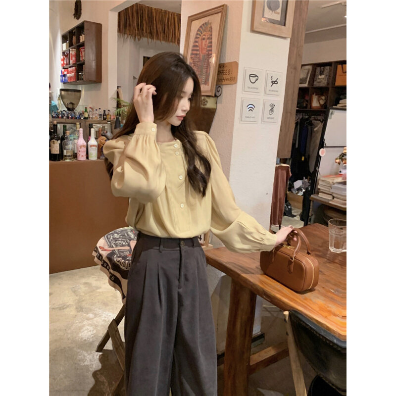 高货韩版文艺小清新宽松通勤气质衬衫女装2024春季简约百搭显瘦工