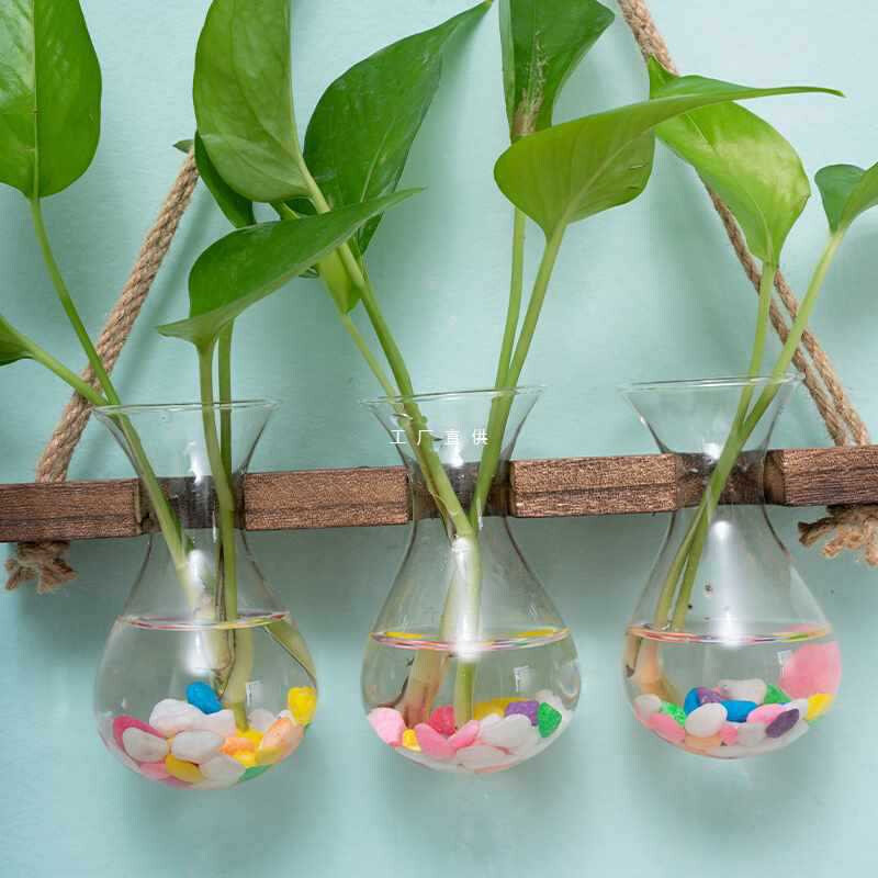 速发TUF4墙上花盆架麻绳挂墙花瓶室内壁挂水培植物容器办公室墙面