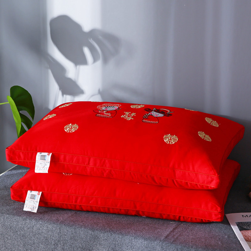 速发红大结婚枕头一对婚庆枕芯不塌陷变不形家用超柔助眠枕情侣红