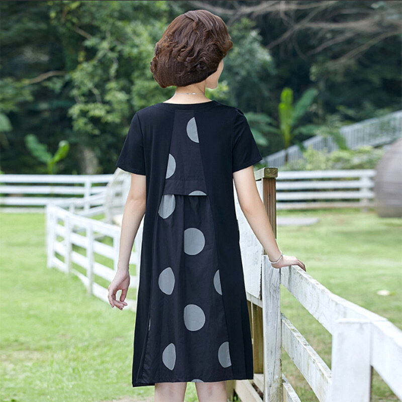 高货夏装连衣裙胖妈妈女2024新款黑色中长款大码洋气中老年人遮肚