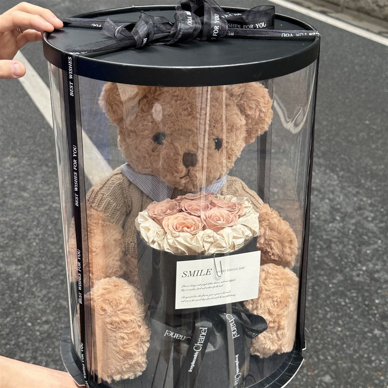 速发玩偶永生花束花生日礼物生友给闺蜜男生朋送实用高级圣节