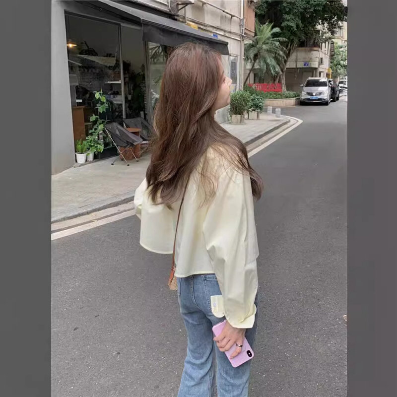 高货简约设计感短款衬衫女装韩系衬衣外套韩版2024春夏季新款百搭