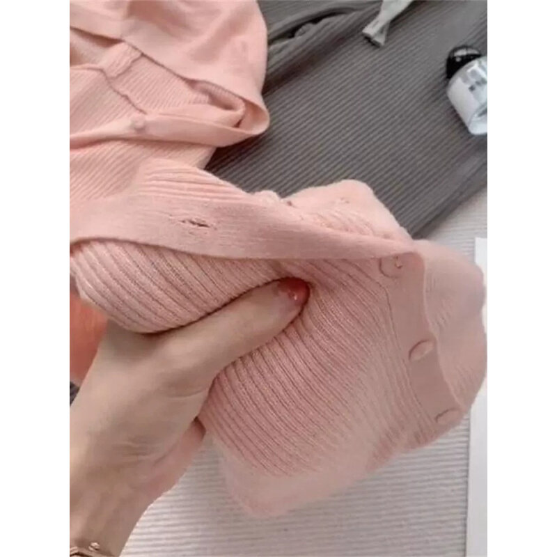 高货早秋女感超好看温柔软糯慵懒风粉色奶fufu毛衣连帽针织开衫秋