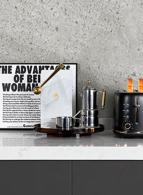 速发样板间厨房摆件饰品家烤软装搭配不锈钢咖啡面复古居吐司机杯